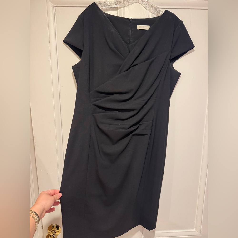 stem Black Draped-Front Midi Dress